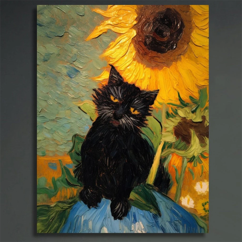 Cat Print Van Gogh Sunflowers Gift Poster Funny Black Cat Jumping Prints Home Decor Monet Water Lily Pond Cat Poster Decor
Cat Print Van Gogh Sunflowers Gift Poster Funny Black Cat Jumping Prints Home Decor Monet Water Lily Pond Cat Poster Decor