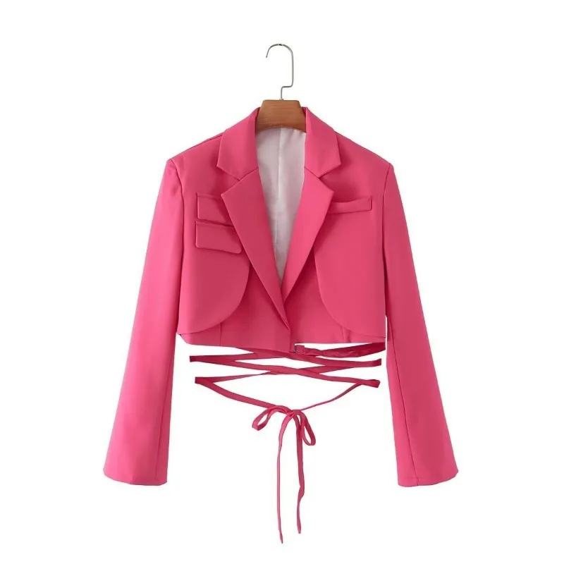 Korean-style Suit European American Fashion Solid Color Waist Tie Rope Short Suit Jacket Elegant Commuting Patchwork Women Wear
Korean-style Suit European American Fashion Solid Color Waist Tie Rope Short Suit Jacket Elegant Commuting Patchwork Women Wear