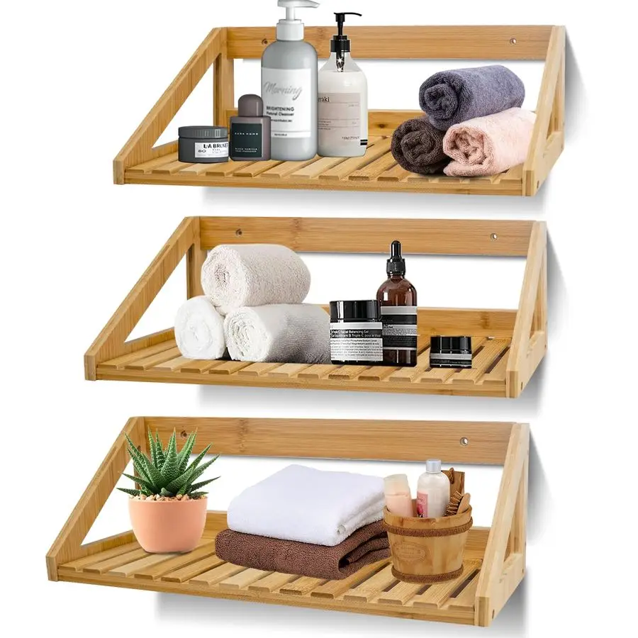 Настенные полки, 3-х шт. Настенный держатель из массива бамбука, настенные полки для хранения в спальне, гостиной, ванной комнате, кухне
Настенные полки, 3-х шт. Настенный держатель из массива бамбука, настенные полки для хранения в спальне, гостиной, ванной комнате, кухне