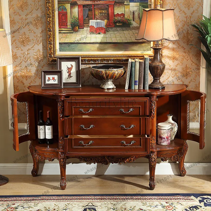 American solid wood European semi-circular entrance cabinet carved against the wall solid wood dining side cabinet
American solid wood European semi-circular entrance cabinet carved against the wall solid wood dining side cabinet