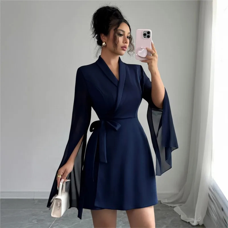 2025 Office Dress For Women Autumn Long Sleeve Formal Dress With Tied Waist Sexy V Neck Elegant Mini Dress Femme Korean Version
2025 Office Dress For Women Autumn Long Sleeve Formal Dress With Tied Waist Sexy V Neck Elegant Mini Dress Femme Korean Version