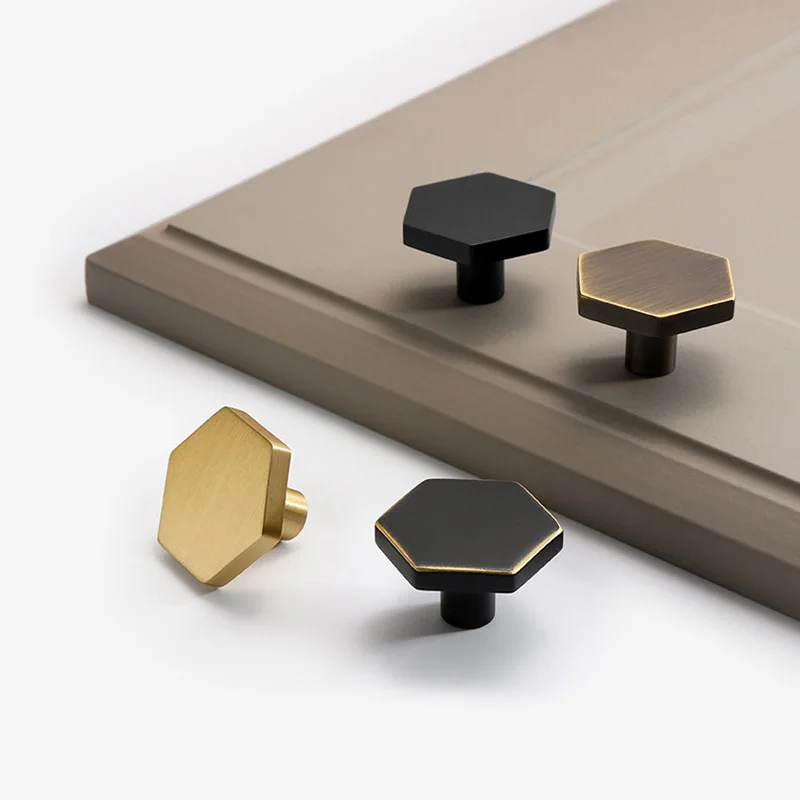 Brass Cabinet Knobs Brushed Gold Black Drawer Pull Hexagonal Door Knobs Single Hole Furniture Handle
Brass Cabinet Knobs Brushed Gold Black Drawer Pull Hexagonal Door Knobs Single Hole Furniture Handle