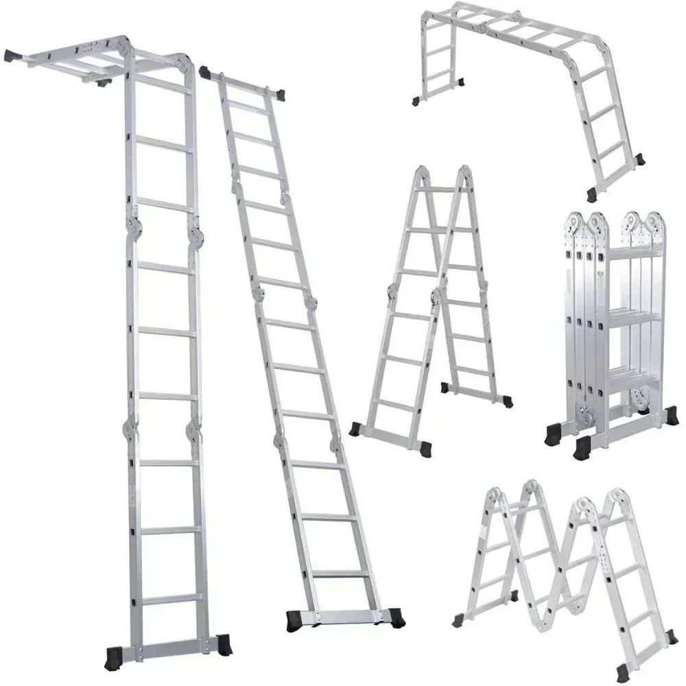 330lb 12.5ft Multi Purpose Aluminum Extension 7 in 1 Folding Step Ladder Foldable Lightweight Scaffold Ladder
330lb 12.5ft Multi Purpose Aluminum Extension 7 in 1 Folding Step Ladder Foldable Lightweight Scaffold Ladder