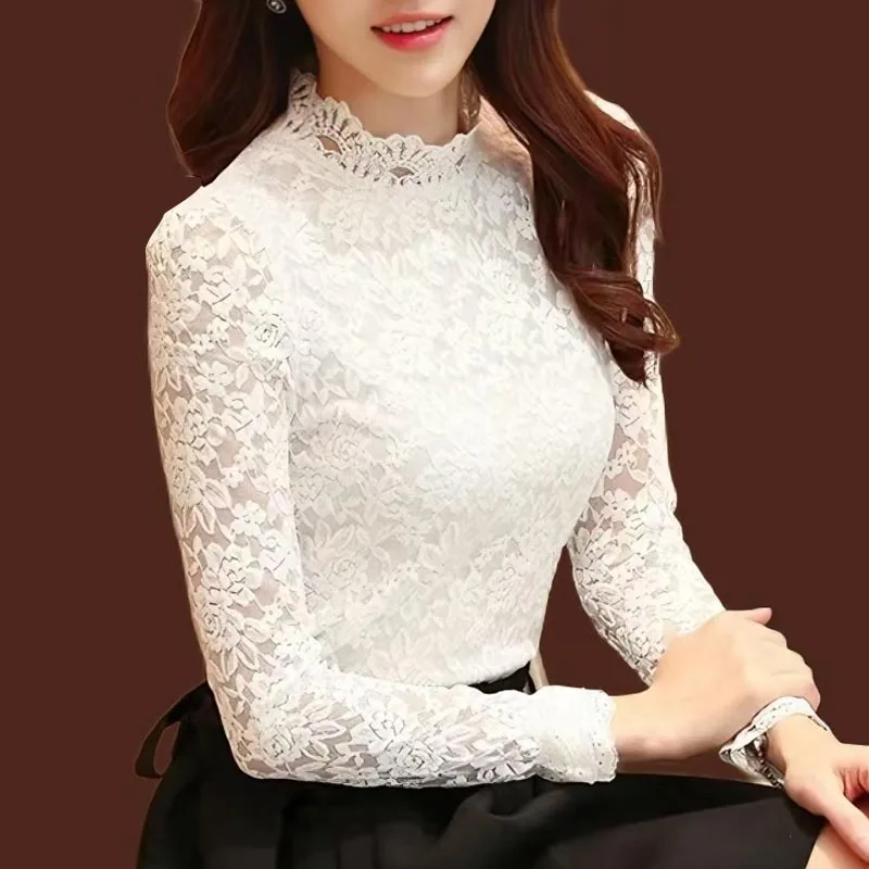 New Fashion Lace Blouse Women Stand Collar White Lace Shirts Woman Sweet Long Sleeve Office Lady Tops Elegant Clothes Blusas
New Fashion Lace Blouse Women Stand Collar White Lace Shirts Woman Sweet Long Sleeve Office Lady Tops Elegant Clothes Blusas