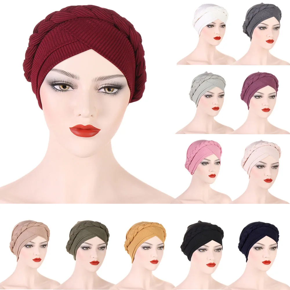 Bohemian Style Handmade Braid Turban Cross Bandana Ribbed For Women Elastic Muslim Hijab Islamic Head Wrap Hair Loss Chemo Cap
Bohemian Style Handmade Braid Turban Cross Bandana Ribbed For Women Elastic Muslim Hijab Islamic Head Wrap Hair Loss Chemo Cap