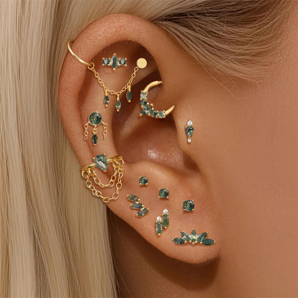 925 Sterling Silver Natural Moss Agate Flat Back Earrings Minimalist Jewelry for Wedding
925 Sterling Silver Natural Moss Agate Flat Back Earrings Minimalist Jewelry for Wedding