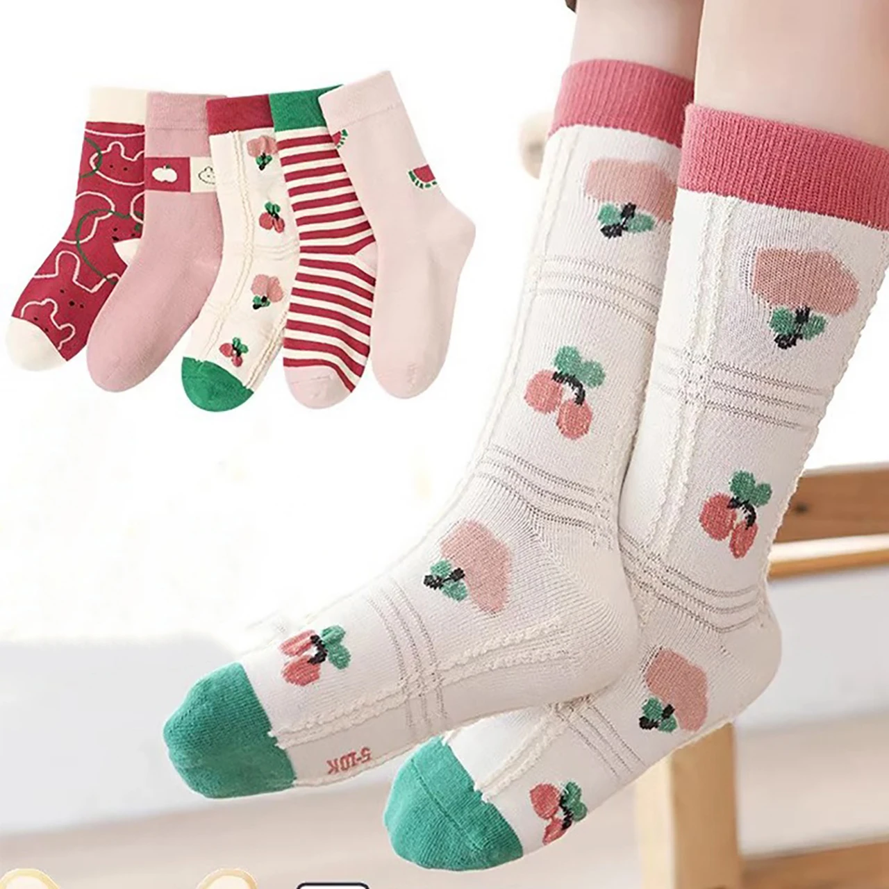 5Pair Cartoon Girl Cotton Socks Red Striped Children Mid Tube Socks Sweat Absorbing Breathable Sports Sock 1-8Year Baby Footwear
5Pair Cartoon Girl Cotton Socks Red Striped Children Mid Tube Socks Sweat Absorbing Breathable Sports Sock 1-8Year Baby Footwear