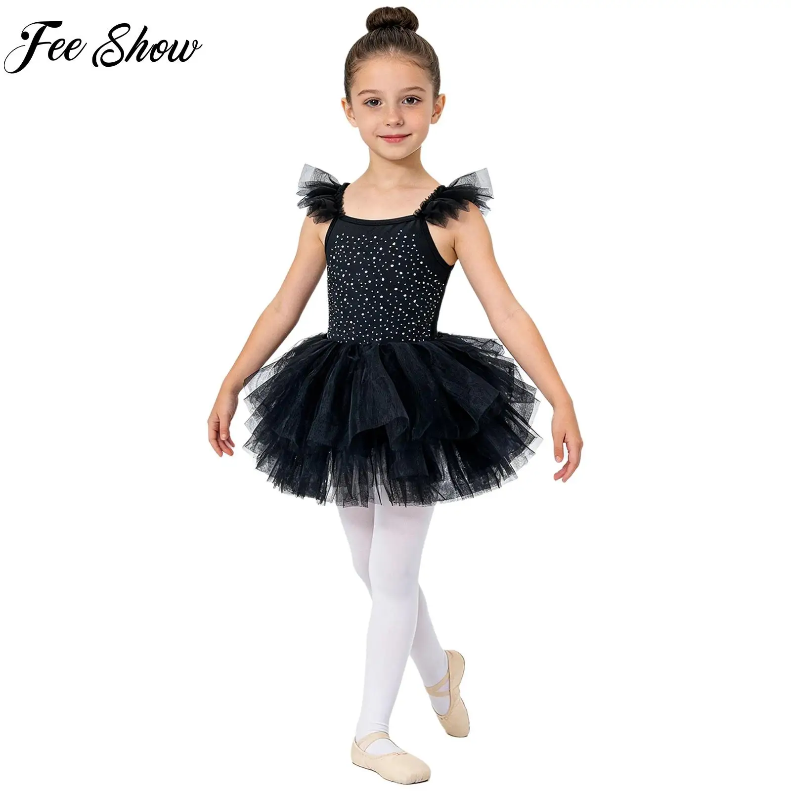 Kids Girls Ballerina Gymnastics Dance Performance Costume Shiny Rhinestones Solid Color Bodice Tulle Dance Ruffled Sleeves Dress
Kids Girls Ballerina Gymnastics Dance Performance Costume Shiny Rhinestones Solid Color Bodice Tulle Dance Ruffled Sleeves Dress