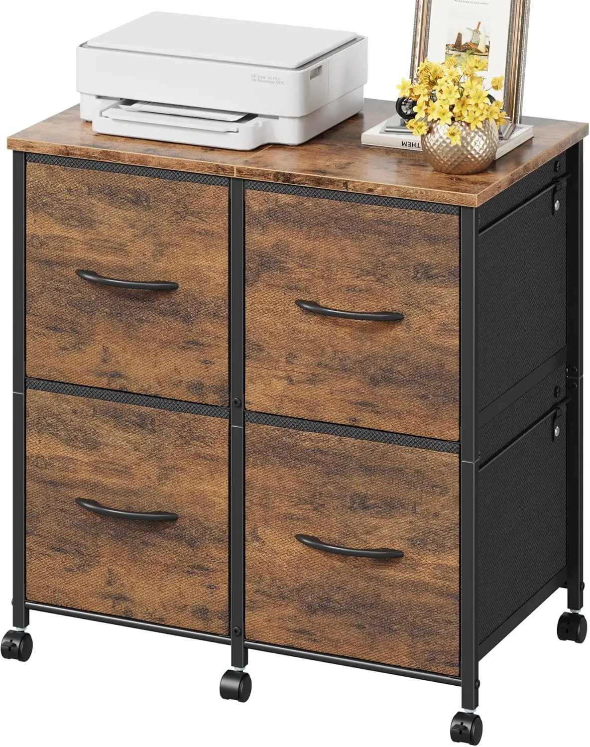 4 Drawer Lateral File Cabinet with Printer Stand, Mobile Filing Cabinet for Home Office, Fits A4/Letter, Rustic Brown
4 Drawer Lateral File Cabinet with Printer Stand, Mobile Filing Cabinet for Home Office, Fits A4/Letter, Rustic Brown