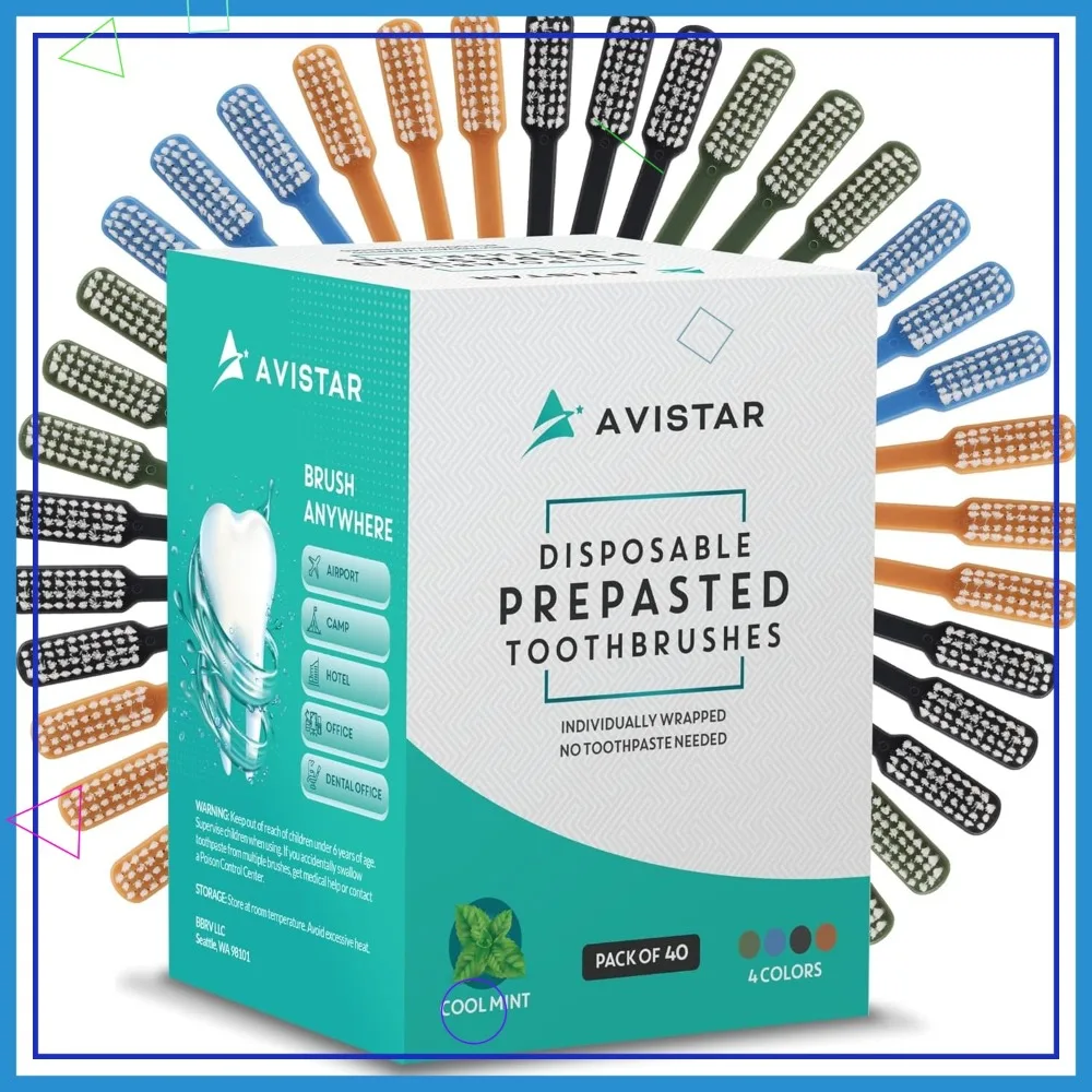 40 Individually Wrapped Disposable Toothbrushes with Built-in Toothpaste - Pre-Pasted, Waterless for Travel, Hotel, Camping
40 Individually Wrapped Disposable Toothbrushes with Built-in Toothpaste - Pre-Pasted, Waterless for Travel, Hotel, Camping