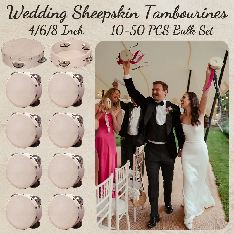 10–50PCS Sheepskin Tambourines Wedding Favors for Guests Gifts 4/6/8Inch Wooden Tambourine Wedding Souvenir for Reception Party
10–50PCS Sheepskin Tambourines Wedding Favors for Guests Gifts 4/6/8Inch Wooden Tambourine Wedding Souvenir for Reception Party