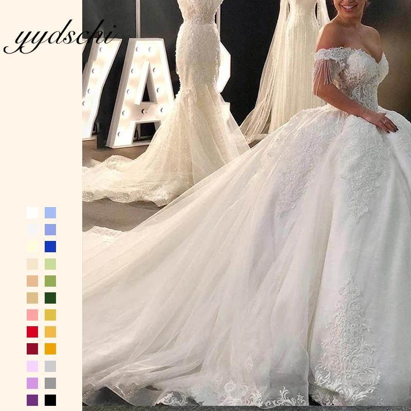 Wedding Dress Bridal Sweetheart Sexy Beaded Lace Off Shoulder Romantic Backless Floor Length Trailing A-line Ball Gown Dress
Wedding Dress Bridal Sweetheart Sexy Beaded Lace Off Shoulder Romantic Backless Floor Length Trailing A-line Ball Gown Dress