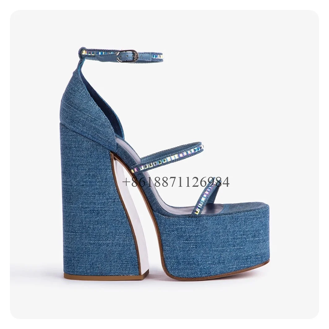 Diamond Ankle Strap Cow Blue Platform Peep Toe Summer Women Sandals Chunky Super High Heels Buckle Strap Design Large Size Shoes
Diamond Ankle Strap Cow Blue Platform Peep Toe Summer Women Sandals Chunky Super High Heels Buckle Strap Design Large Size Shoes