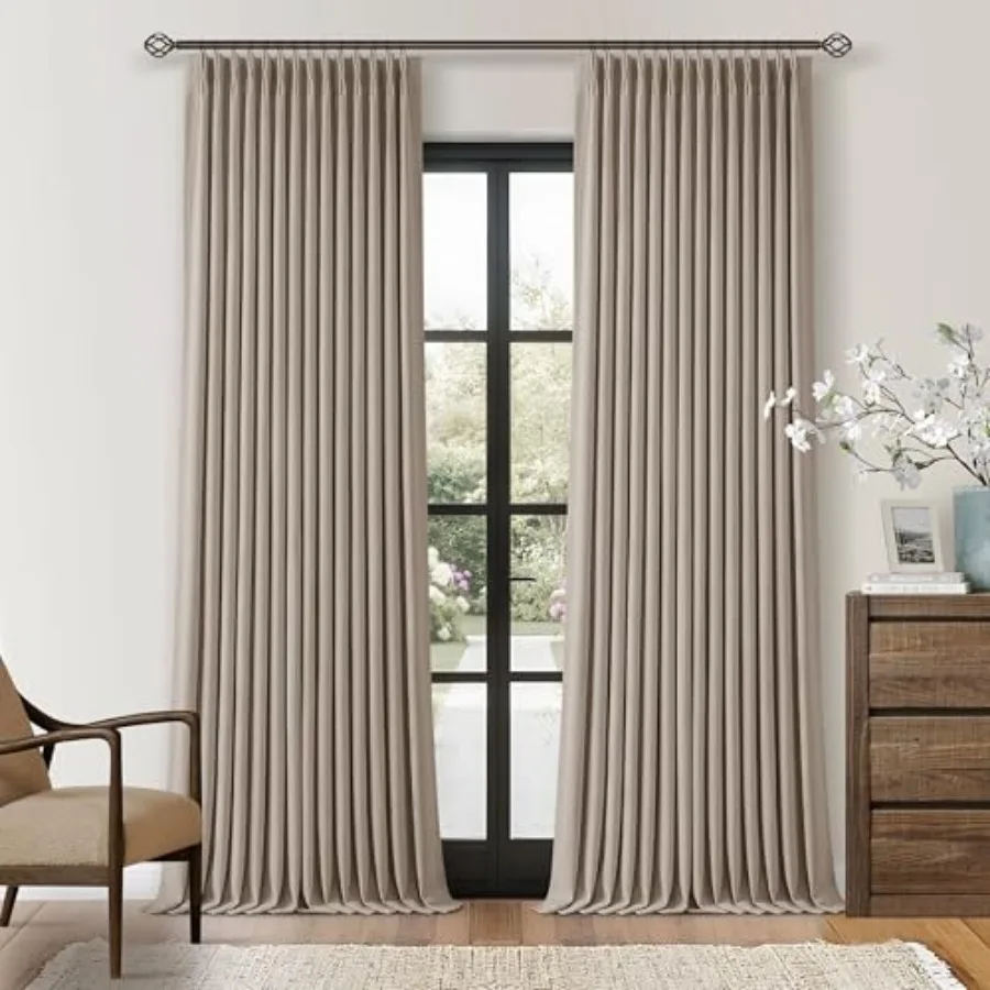 Pinch Pleated out 102 Inch Bedroom Curtains 2 Panels Set Linen Dual Layer Soundproof Farmhouse Window Drapes for Living Room wi
Pinch Pleated out 102 Inch Bedroom Curtains 2 Panels Set Linen Dual Layer Soundproof Farmhouse Window Drapes for Living Room wi
