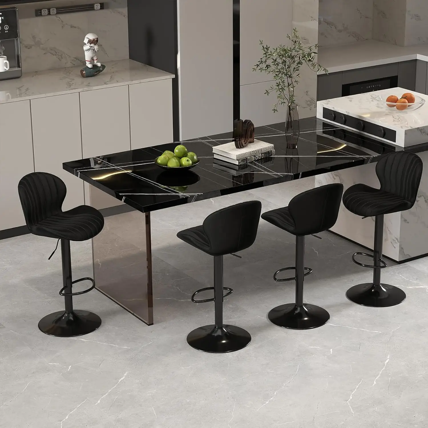 Velvet Adjustable Swivel Bar Stools Set Of 4 Armless Kitchen Counter Chairs With Back & Footrest Black, Customized
Velvet Adjustable Swivel Bar Stools Set Of 4 Armless Kitchen Counter Chairs With Back & Footrest Black, Customized