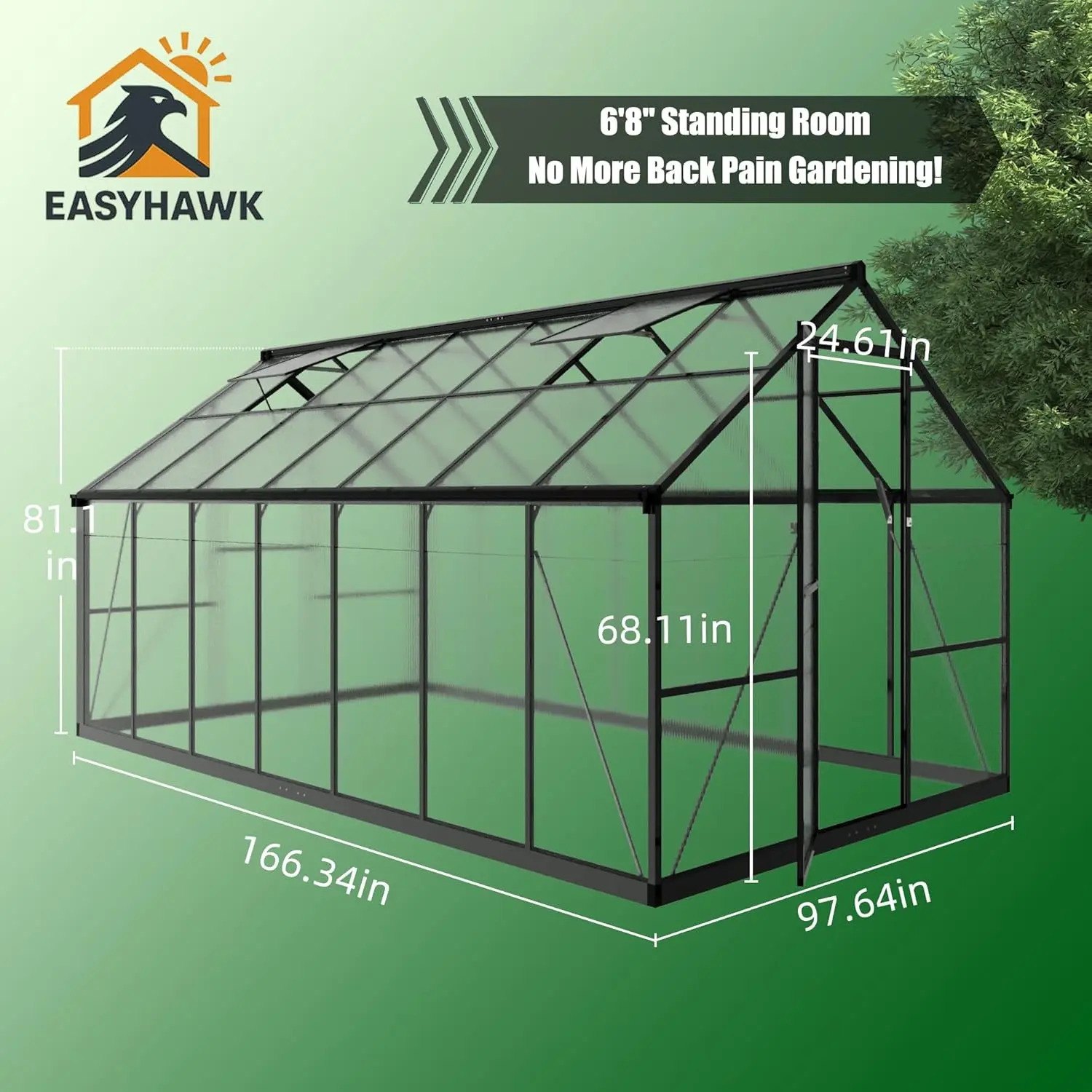 Customized 8x14FT Walk-In Polycarbonate Greenhouse, Heavy-Duty Aluminum Frame with Roof Vent, Weather Resistant for Outdoor Back
Customized 8x14FT Walk-In Polycarbonate Greenhouse, Heavy-Duty Aluminum Frame with Roof Vent, Weather Resistant for Outdoor Back
