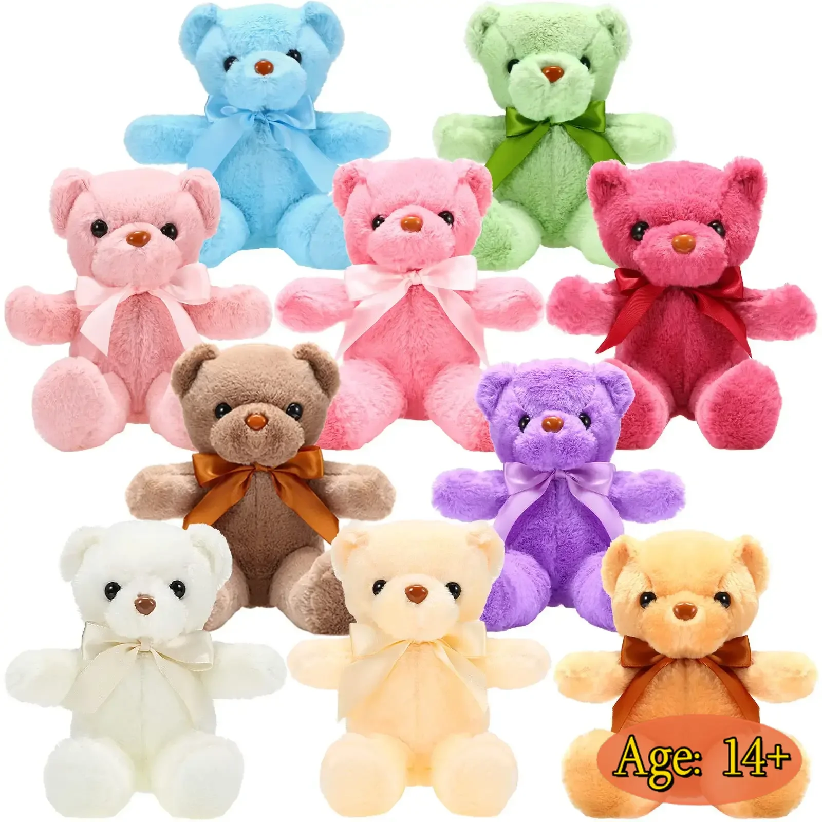 10 шт., мягкие игрушки с медведями, 12 дюймов, милые мишки с бантом из ленты для детей, мальчиков и девочек, Рождество, день рождения, детский душ, медведь, вечеринка 
10 шт., мягкие игрушки с медведями, 12 дюймов, милые мишки с бантом из ленты для детей, мальчиков и девочек, Рождество, день рождения, детский душ, медведь, вечеринка