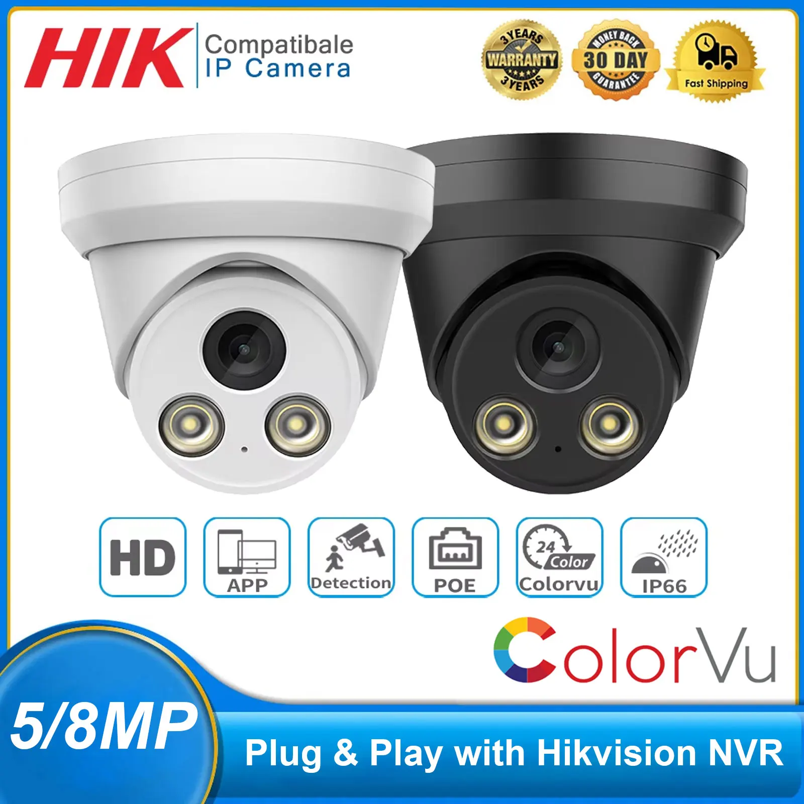 Совместимая с Hikvision ColorVu 5 МП 4K купольная IP-камера POE со встроенным микрофоном, для видеонаблюдения, с функцией обнаружения людей и транспортных средств, H.265
Совместимая с Hikvision ColorVu 5 МП 4K купольная IP-камера POE со встроенным микрофоном, для видеонаблюдения, с функцией обнаружения людей и транспортных средств, H.265