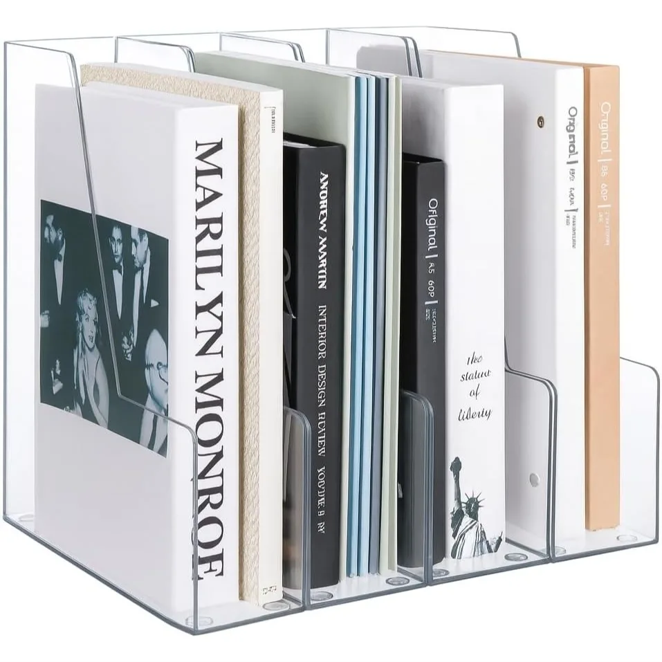 Vertical Magazine File Holder, Clear File Organizer for Desk, Plastic Storage Bins for Magazines, Binders, Notebooks, 4 Pack
Vertical Magazine File Holder, Clear File Organizer for Desk, Plastic Storage Bins for Magazines, Binders, Notebooks, 4 Pack