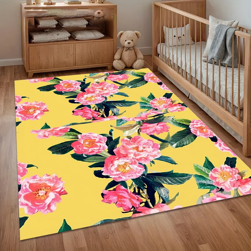 Яркий желтый ковер с цветочным узором, яркий розовый принт с цветами камелии, нескользящий моющийся ковер для детской спальни, яслей, ко Дню матери
Яркий желтый ковер с цветочным узором, яркий розовый принт с цветами камелии, нескользящий моющийся ковер для детской спальни, яслей, ко Дню матери