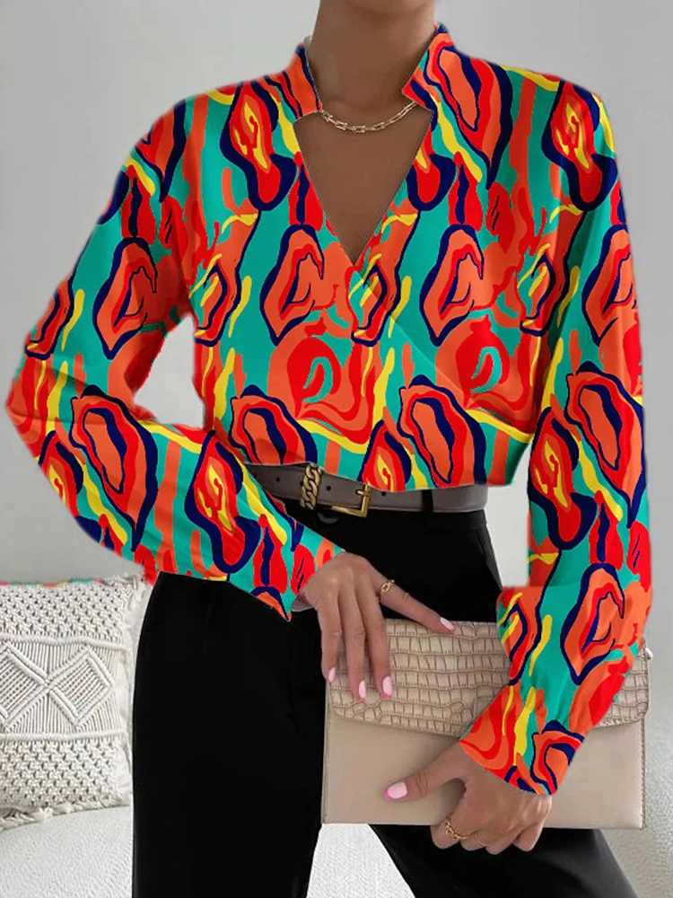 New Spring Summer Print Regulai Fit Blouse V Neck Women Casual Long Sleeve Tops Femme Streetwear Loose Patchwork Pullover Shirts
New Spring Summer Print Regulai Fit Blouse V Neck Women Casual Long Sleeve Tops Femme Streetwear Loose Patchwork Pullover Shirts