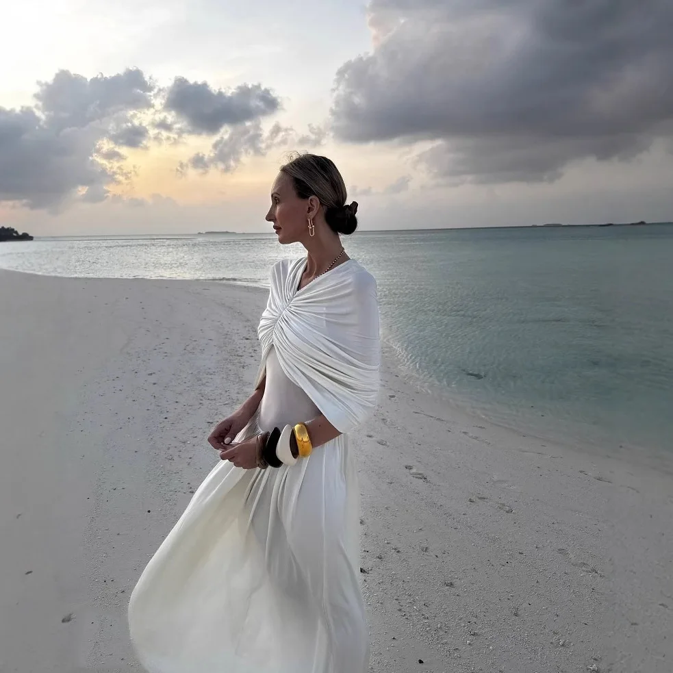 Women's Shawl High Waisted Long Dress Fashion Design V-neck Slim Fit Dress 2026 Summer Casual Solid Holiday Beach Party Dress
Women's Shawl High Waisted Long Dress Fashion Design V-neck Slim Fit Dress 2026 Summer Casual Solid Holiday Beach Party Dress