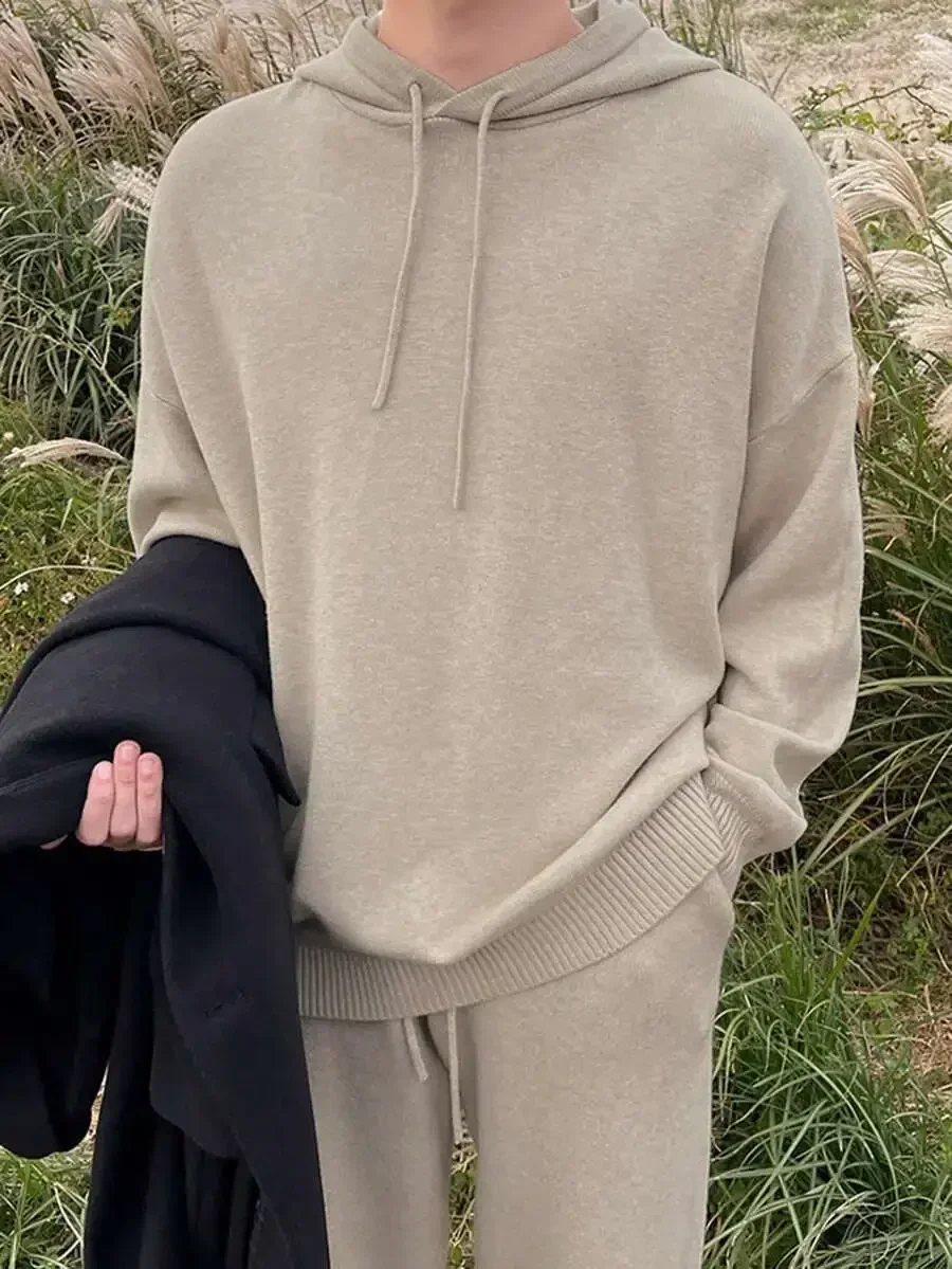 Mens Casual Solid Color Hooded Sweater And Knit Long Pants Set Autumn
Mens Casual Solid Color Hooded Sweater And Knit Long Pants Set Autumn