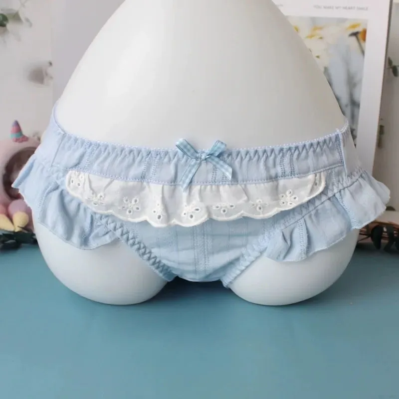 Милые трусы для японских девушек, милые трусики, кружевные трусики Kawaii Lolita с низкой талией, эластичные трусики с рюшами и бантом, дышащее белье
Милые трусы для японских девушек, милые трусики, кружевные трусики Kawaii Lolita с низкой талией, эластичные трусики с рюшами и бантом, дышащее белье