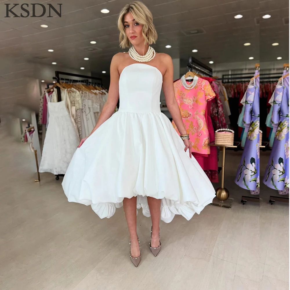 KSDN Simple White Evening Dresses Tea-Length Sleeveless Strapless Draped Gowns Customzied Birthday Prom Party Dress Vestidos
KSDN Simple White Evening Dresses Tea-Length Sleeveless Strapless Draped Gowns Customzied Birthday Prom Party Dress Vestidos