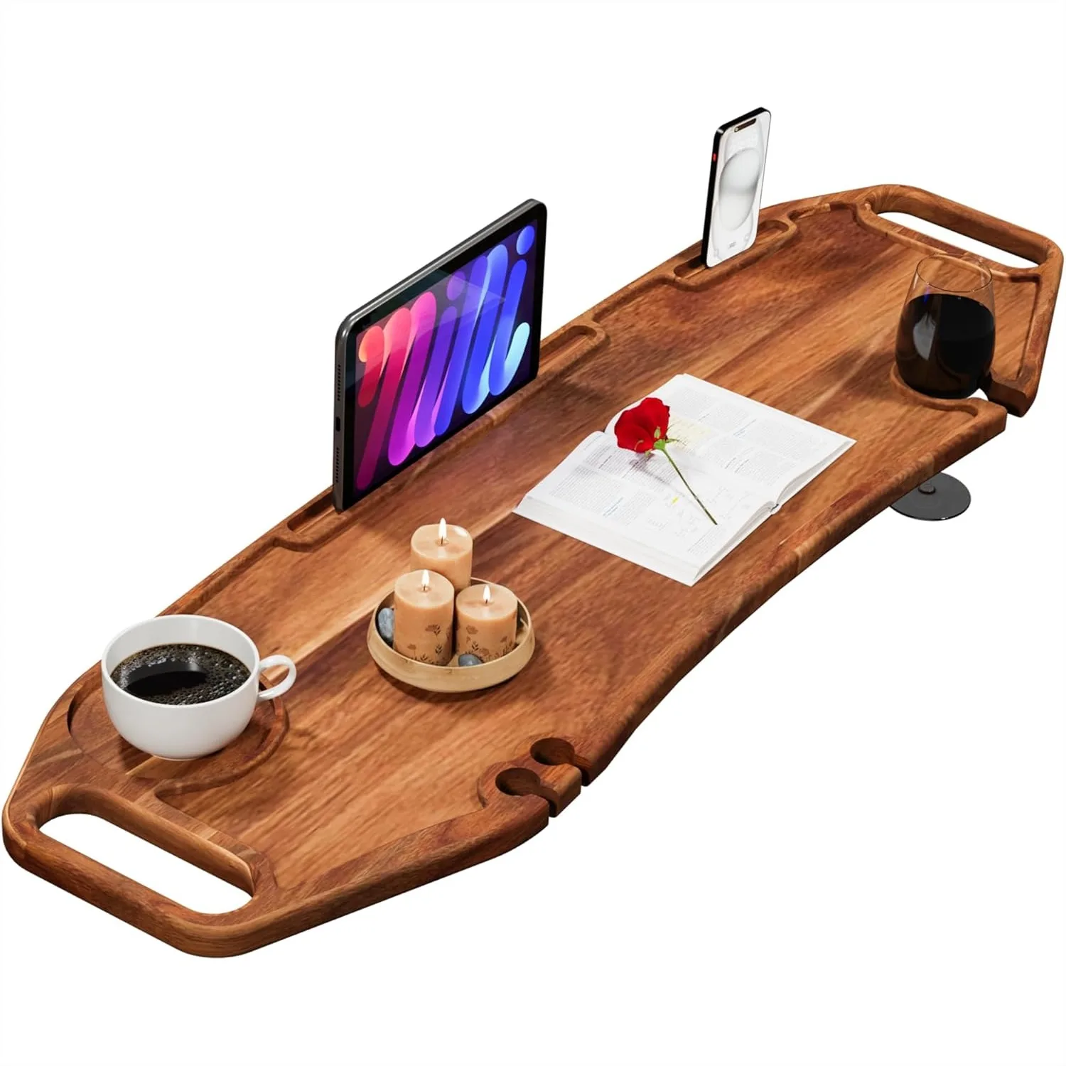 Large Bathtub Tray 35x10 Inch, Acacia Wood Luxury Caddy, Waterproof Non-Toxic, Adjustable Legs, No Tools Needed for Spa Bath
Large Bathtub Tray 35x10 Inch, Acacia Wood Luxury Caddy, Waterproof Non-Toxic, Adjustable Legs, No Tools Needed for Spa Bath