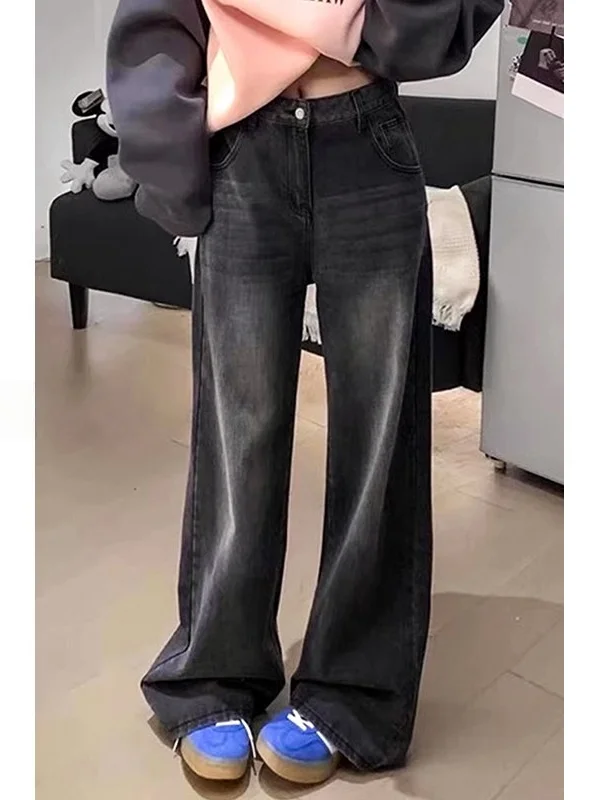 High Waist Straight Leg Denim Jeans Women's plus Size Loose Slimming for Pear Shaped Body Black Grey Spring New Style
High Waist Straight Leg Denim Jeans Women's plus Size Loose Slimming for Pear Shaped Body Black Grey Spring New Style