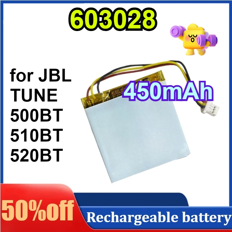 603028 450mAh Wireless Headset Battery for JBL TUNE 500BT 510BT 520BT Headphone
603028 450mAh Wireless Headset Battery for JBL TUNE 500BT 510BT 520BT Headphone