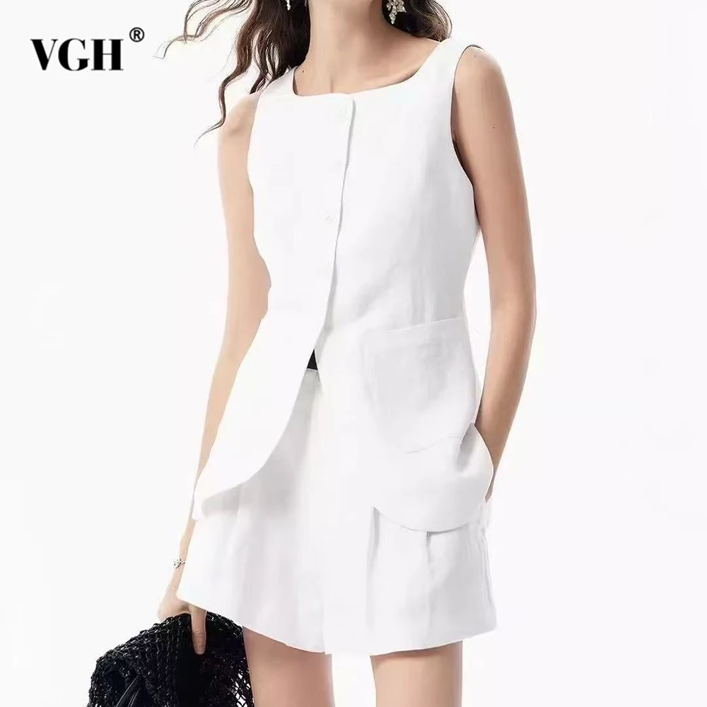 VGH Office Minimalist Shorts Suit for Women Square Collar Sleeveless Tank Top High Wasit Wide Pant Solid Summer Outfits Female
VGH Office Minimalist Shorts Suit for Women Square Collar Sleeveless Tank Top High Wasit Wide Pant Solid Summer Outfits Female