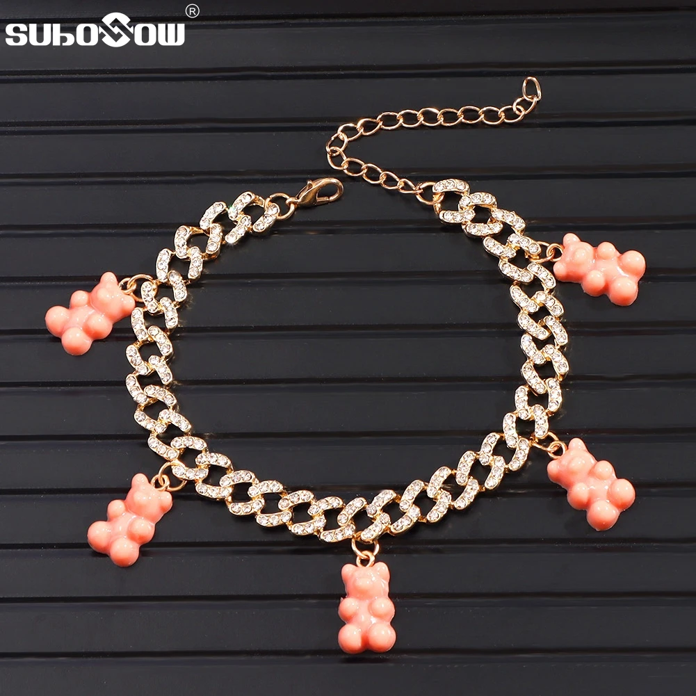 Iced Out Shiny Rhinestones Miami Cuban Link Anklet For Women Girls Rainbow Resin Bear Ankle Bracelet Boho Fashion Beach Jewely
Iced Out Shiny Rhinestones Miami Cuban Link Anklet For Women Girls Rainbow Resin Bear Ankle Bracelet Boho Fashion Beach Jewely