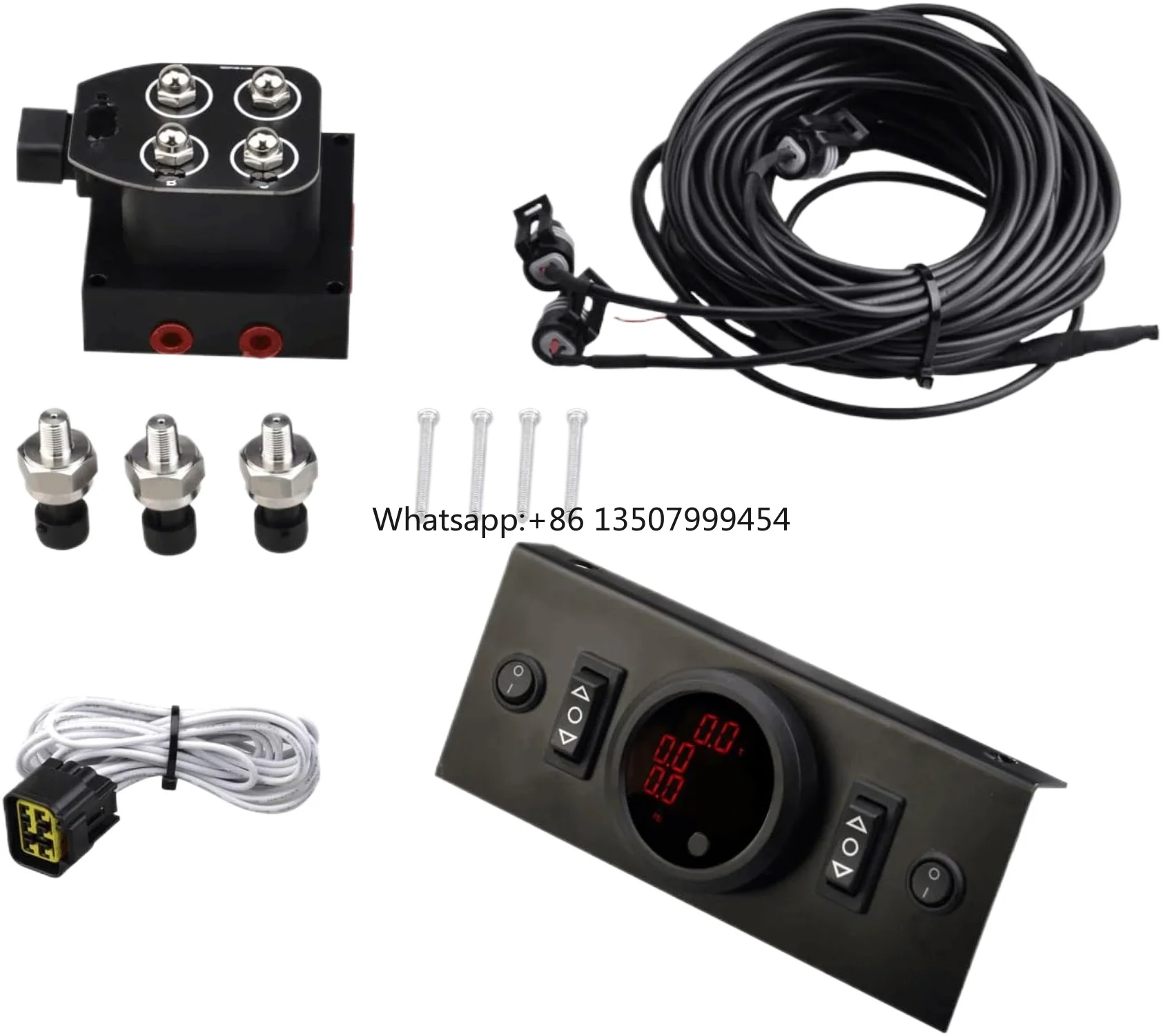 12V Solenoid 4-Valve Air Ride Suspension with Control Panel Ship Type Switch, equipped with three display air pressure gauge
12V Solenoid 4-Valve Air Ride Suspension with Control Panel Ship Type Switch, equipped with three display air pressure gauge
