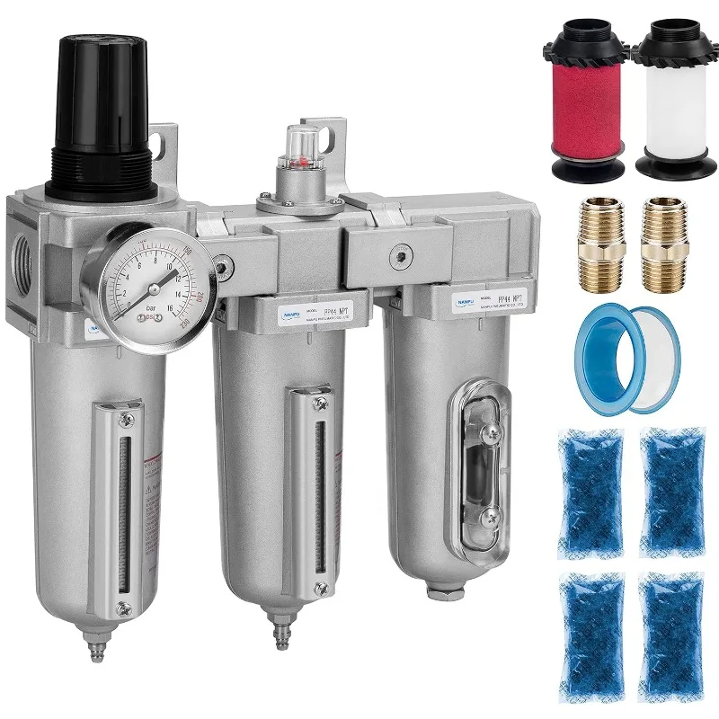1/2" NPT Industrial Grade 3 Stage Air Drying System - Particulate Filter, Coalescing Filter, Desiccant Dryer & Air Regulat
1/2" NPT Industrial Grade 3 Stage Air Drying System - Particulate Filter, Coalescing Filter, Desiccant Dryer & Air Regulat