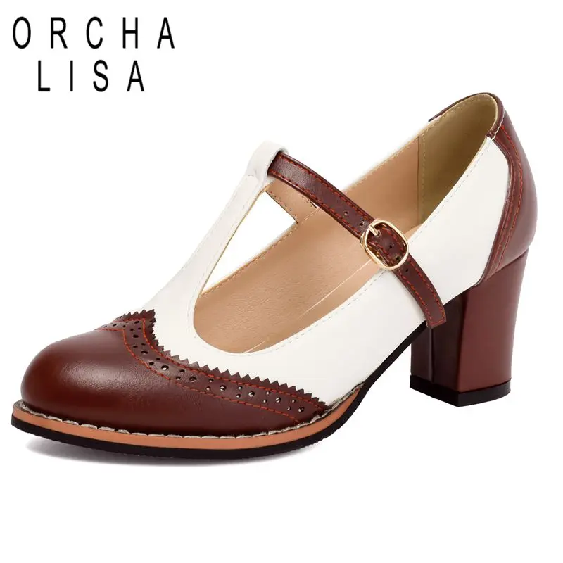 ORCHA LISA Brown Female Pumps Round Toe 6.5cm Block Heeled Buckle T-Strap Mixed Color Plus Size 41 42 43 44 Sweet Dating Shoes
ORCHA LISA Brown Female Pumps Round Toe 6.5cm Block Heeled Buckle T-Strap Mixed Color Plus Size 41 42 43 44 Sweet Dating Shoes