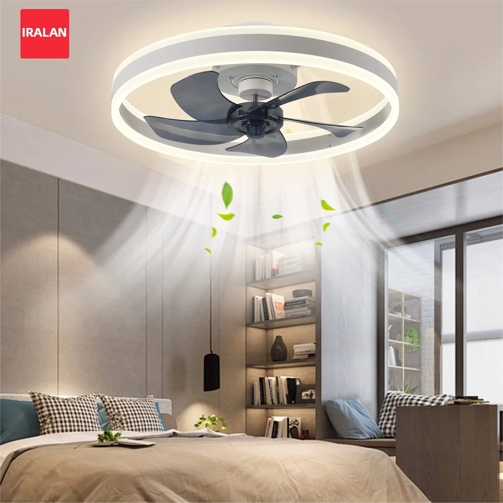 IRALAN Modern Ceiling Fan with Light 50CM 6 Level of Wind Speed Reversible DC Motor Fan Dimmable LED Lighting Ceiling Lamp
IRALAN Modern Ceiling Fan with Light 50CM 6 Level of Wind Speed Reversible DC Motor Fan Dimmable LED Lighting Ceiling Lamp