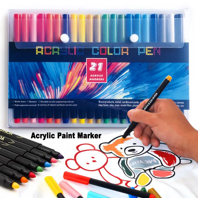 21 Color Set Washable Acrylic Paint Art Marker Pen Brush DIY Graffiti Design For Wood Stone Cup Ceramic Glass Clothes Stationery
21 Color Set Washable Acrylic Paint Art Marker Pen Brush DIY Graffiti Design For Wood Stone Cup Ceramic Glass Clothes Stationery