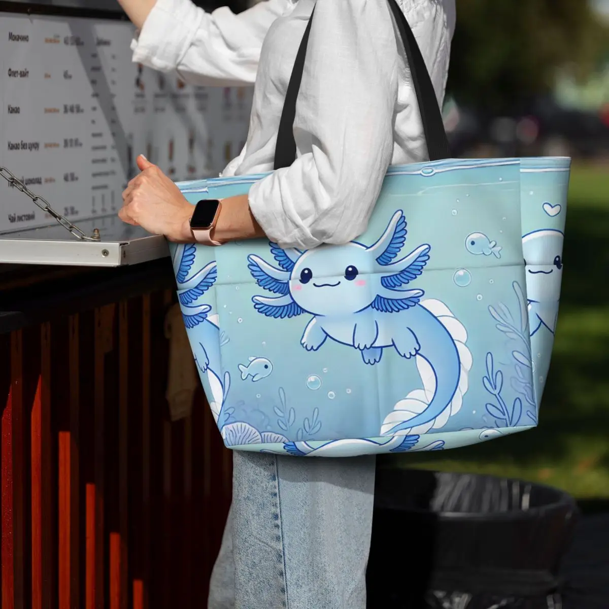 Blue Axolotl Beach Tote Bag Sport Gym Yoga Duffle Large Tote Bag Women Travel Bag Fitness bag
Blue Axolotl Beach Tote Bag Sport Gym Yoga Duffle Large Tote Bag Women Travel Bag Fitness bag