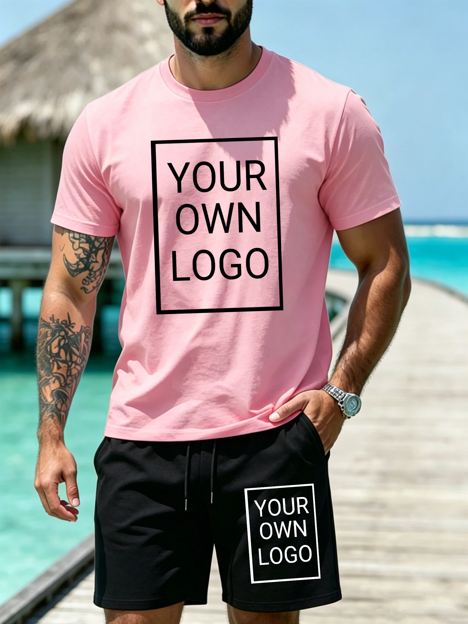 Beach Customize Logo Text Men T Shirts Set Casual Cotton T-Shirt Drawstring Loose Pocket Summer Pant Wide-Leg Short Pants
Beach Customize Logo Text Men T Shirts Set Casual Cotton T-Shirt Drawstring Loose Pocket Summer Pant Wide-Leg Short Pants