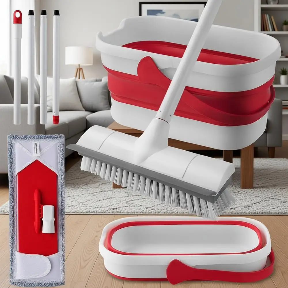 Heavy-Duty Mop and Bucket Set with Wringer, Scrub Brush for Home, Outdoor, Patio, Deck, RV, Concrete, and Floor Care
Heavy-Duty Mop and Bucket Set with Wringer, Scrub Brush for Home, Outdoor, Patio, Deck, RV, Concrete, and Floor Care