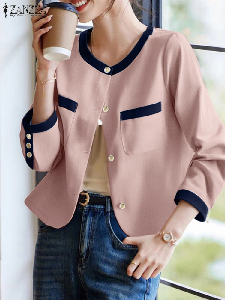 2025 ZANZEA Spring Contrast Color Cardigan Blouse Women Elegant Long Sleeve Solid Work Shirt Thin Coats Casual Buttons Blusas
2025 ZANZEA Spring Contrast Color Cardigan Blouse Women Elegant Long Sleeve Solid Work Shirt Thin Coats Casual Buttons Blusas
