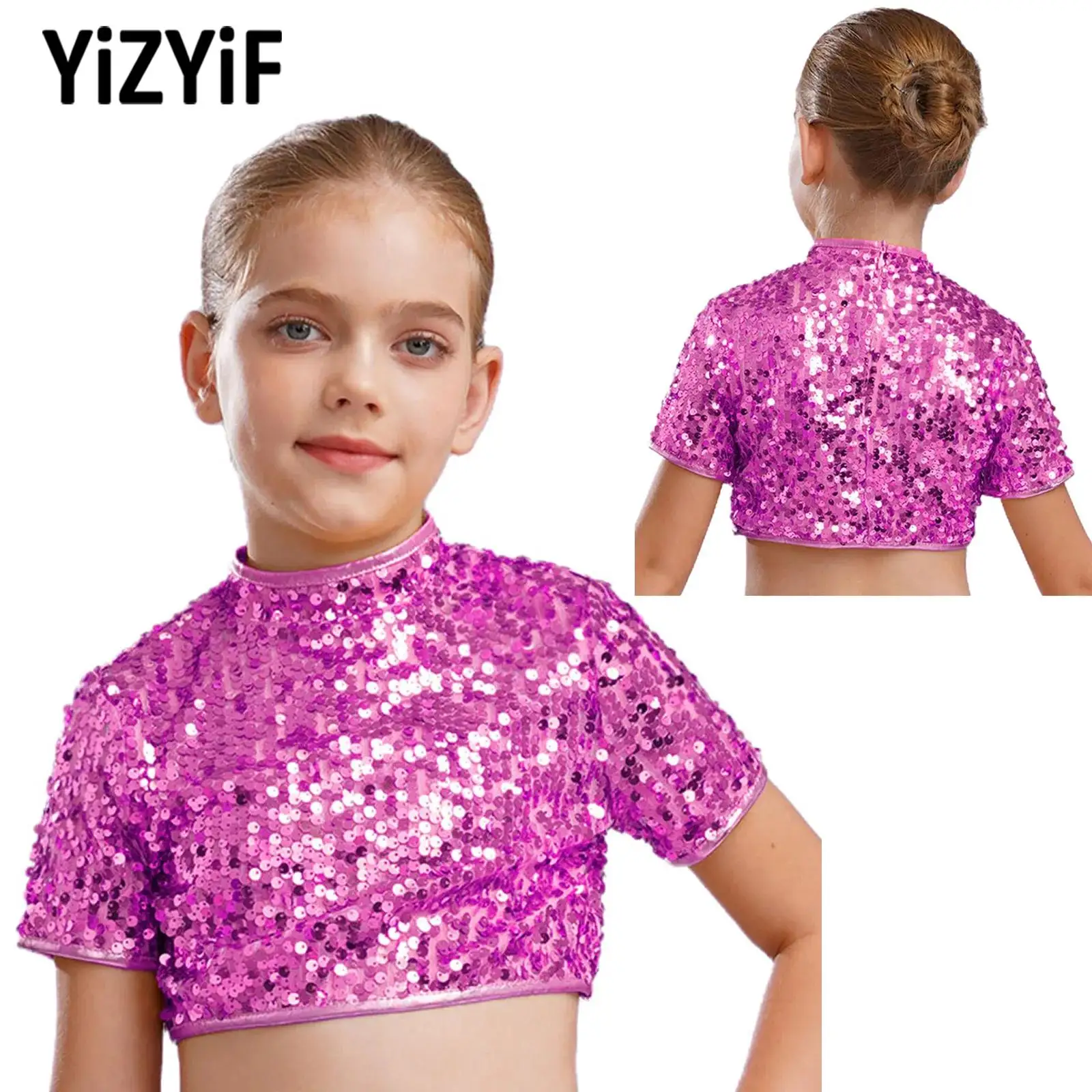 Girls Kids Dance Top Jazz Hip-pop Street Modern Dance Top Short Sleeve Crop Top Fashion Teen Ballet Dance Birthday Party Costume 
Girls Kids Dance Top Jazz Hip-pop Street Modern Dance Top Short Sleeve Crop Top Fashion Teen Ballet Dance Birthday Party Costume