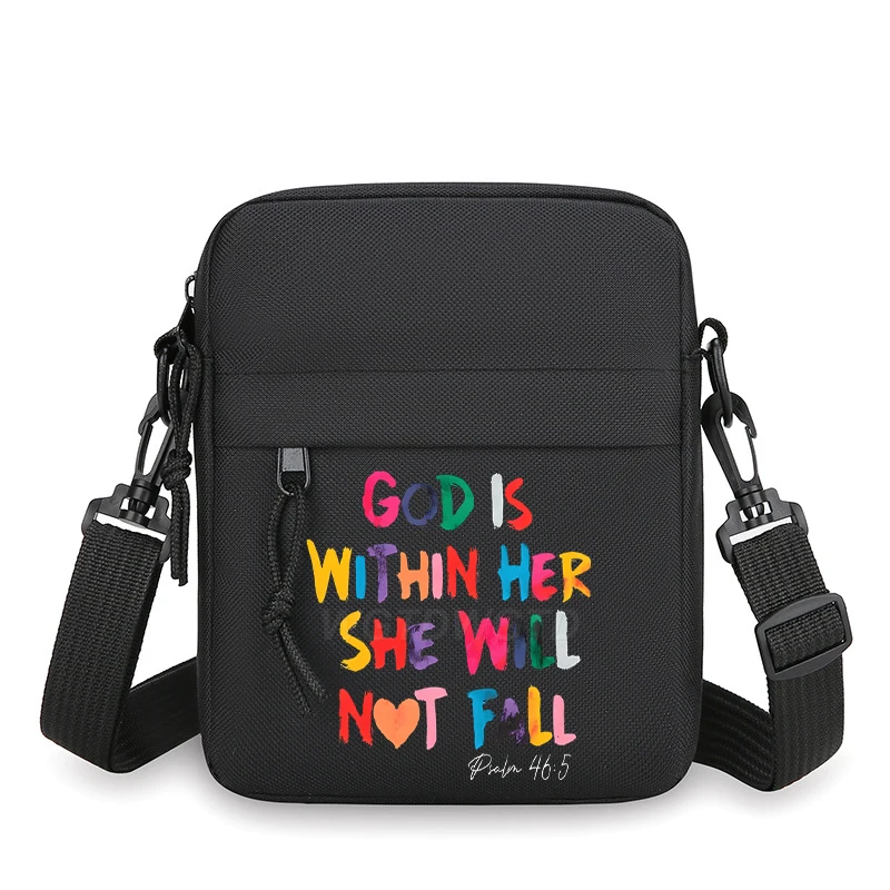 Стильная черная сумка-кроссбоди с надписью "God Is Within He Not Fall", маленькая, с регулируемым ремнем, на плечо, христианская, для женщин и мужчин, сумка-мессенджер
Стильная черная сумка-кроссбоди с надписью "God Is Within He Not Fall", маленькая, с регулируемым ремнем, на плечо, христианская, для женщин и мужчин, сумка-мессенджер
