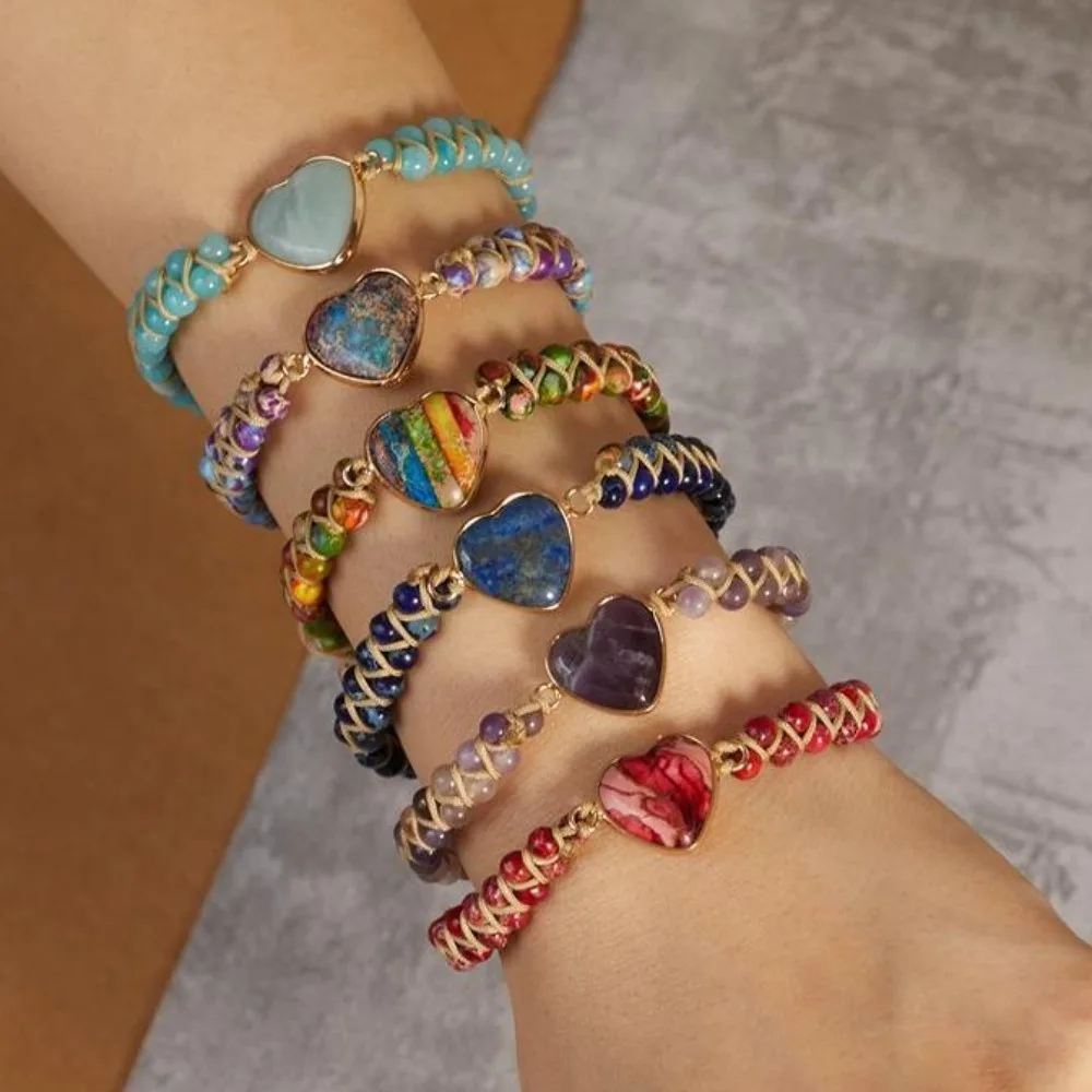 Retro Beads Weave Bracelets Colorful Stone Adjustable Bohemian Braided Bracelets Double Layer Hand Jewelry Heart Bead Bangle
Retro Beads Weave Bracelets Colorful Stone Adjustable Bohemian Braided Bracelets Double Layer Hand Jewelry Heart Bead Bangle