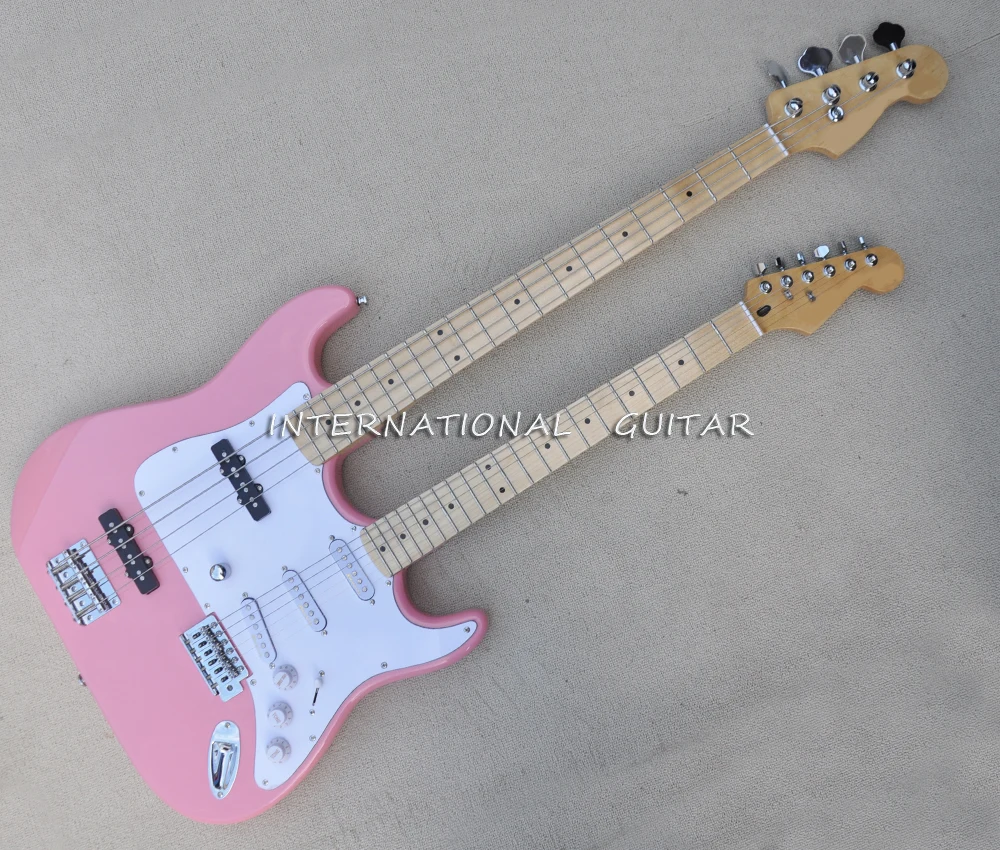 4+6 Strings Pink Double Neck Electric Guitar with Maple Fretboard,Can be Customized
4+6 Strings Pink Double Neck Electric Guitar with Maple Fretboard,Can be Customized