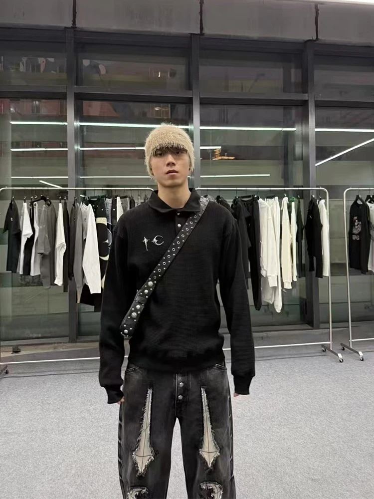 THUG CLUB Classic Metal Button irt Long Sve Wfle Pattern Color ex T-irt Casual Sle Knitted Cotton
THUG CLUB Classic Metal Button irt Long Sve Wfle Pattern Color ex T-irt Casual Sle Knitted Cotton