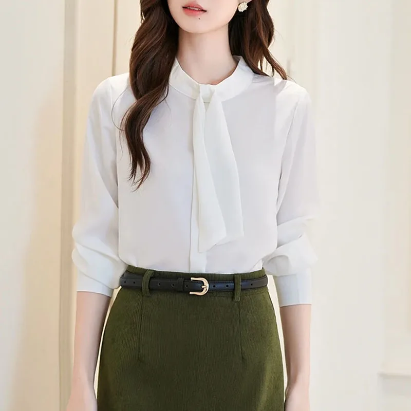Women Blouse Shirt New Long Sleeve Stand Collar Elegant White Lace-up Blouse Shirt Women Tops Blouses Shirts Blusas Camisas Q735
Women Blouse Shirt New Long Sleeve Stand Collar Elegant White Lace-up Blouse Shirt Women Tops Blouses Shirts Blusas Camisas Q735