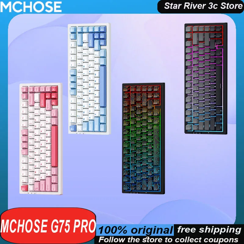 MCHOSE G75 Pro Механическая клавиатура Беспроводная трехрежимная эргономичная прокладка Структура с возможностью горячей замены Rgb Пользовательская игровая клавиатура Ноутбуки
MCHOSE G75 Pro Механическая клавиатура Беспроводная трехрежимная эргономичная прокладка Структура с возможностью горячей замены Rgb Пользовательская игровая клавиатура Ноутбуки
